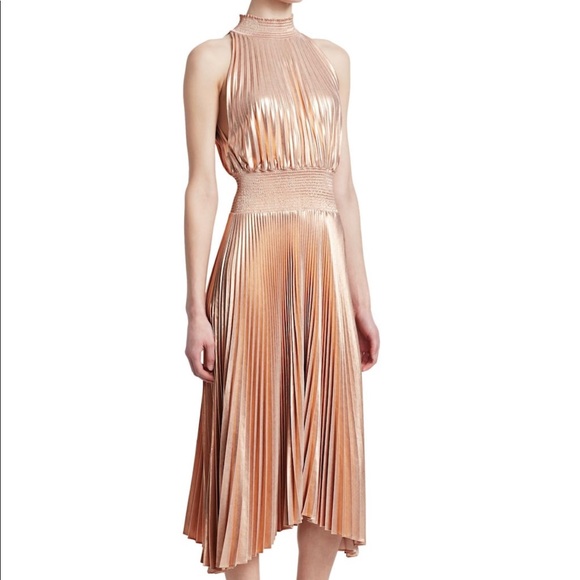 A.L.C. metallic pleated dress, gold-copper color - Picture 8 of 8